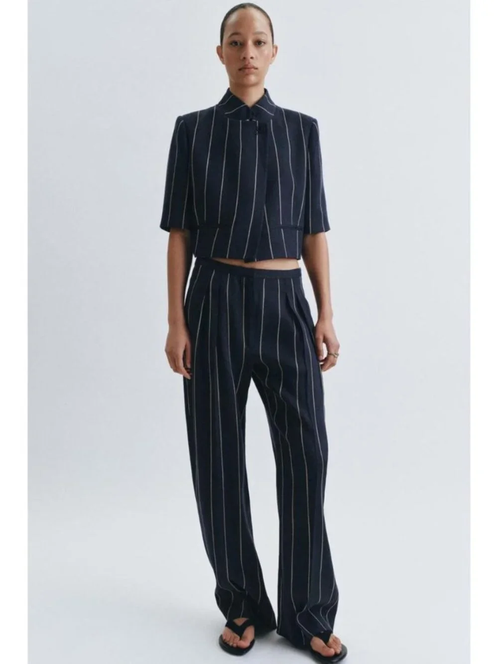 ZARA ZW COLLECTION STRIPED LINEN PANTS
